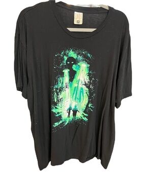 Black Graphic Alien Abduction Tee - Men 2XL